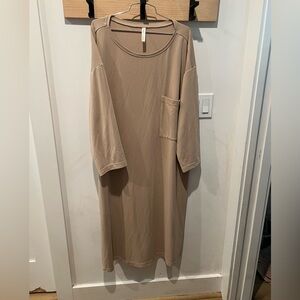 Nap Loungewear Modal Pocket Midi Sleep Dress Large XL Beige / Cream Nightgown